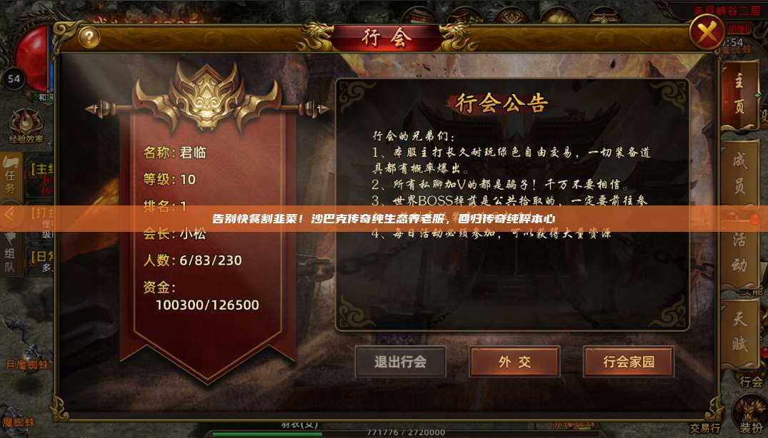 告别快餐割韭菜!沙巴克传奇纯生态养老服,回归传奇纯粹本心